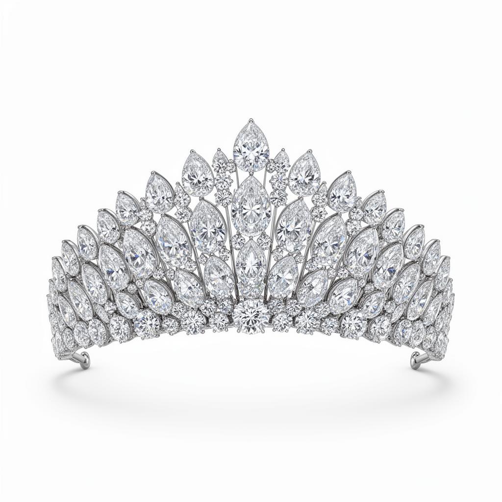 Aurélia — Diadème poires & marquises · 38 ct · platine